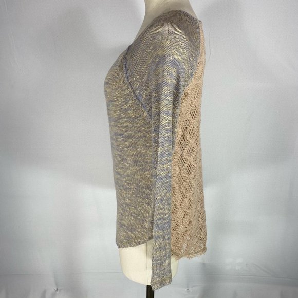 Blu Pepper Vintage Blue Tan V-Neck Sweater Sz S - Picture 4 of 9